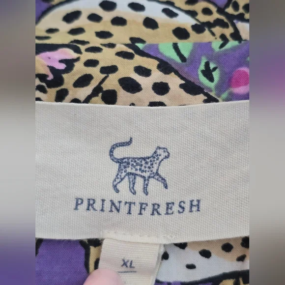 Printfresh Bagheera Violet Aninal Print Short Sleeve Pajama Sleep Set XL - Picture 4 of 14